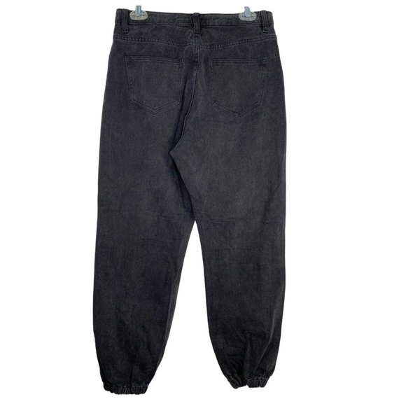 NWT Missguided Sz 8P Denim Riot High Rise Mom Jeans High Joggers Black Carrot - Picture 7 of 8